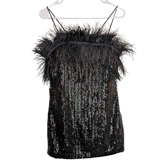 NBD Revolve Sequin Feather Black Mini Dress - Picture 2 of 11